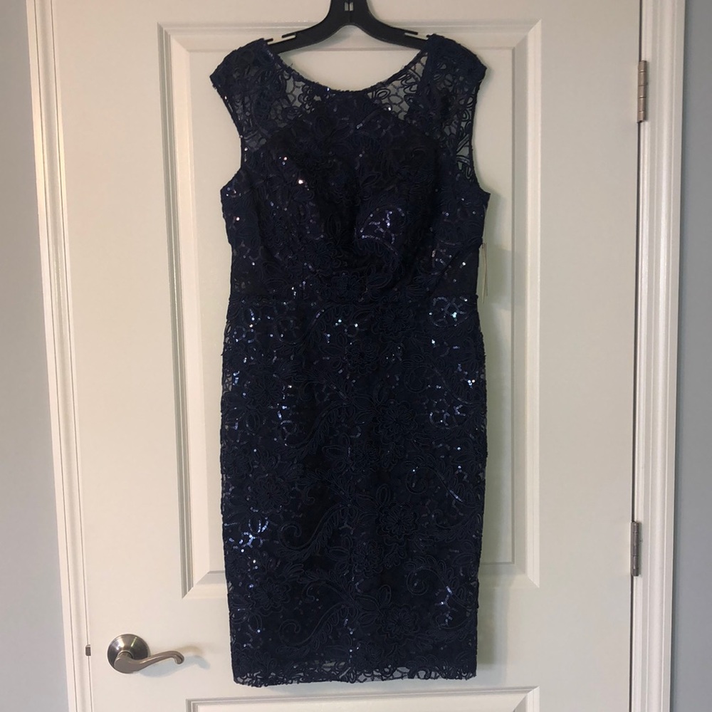 Navy blue sequin cocktail dress